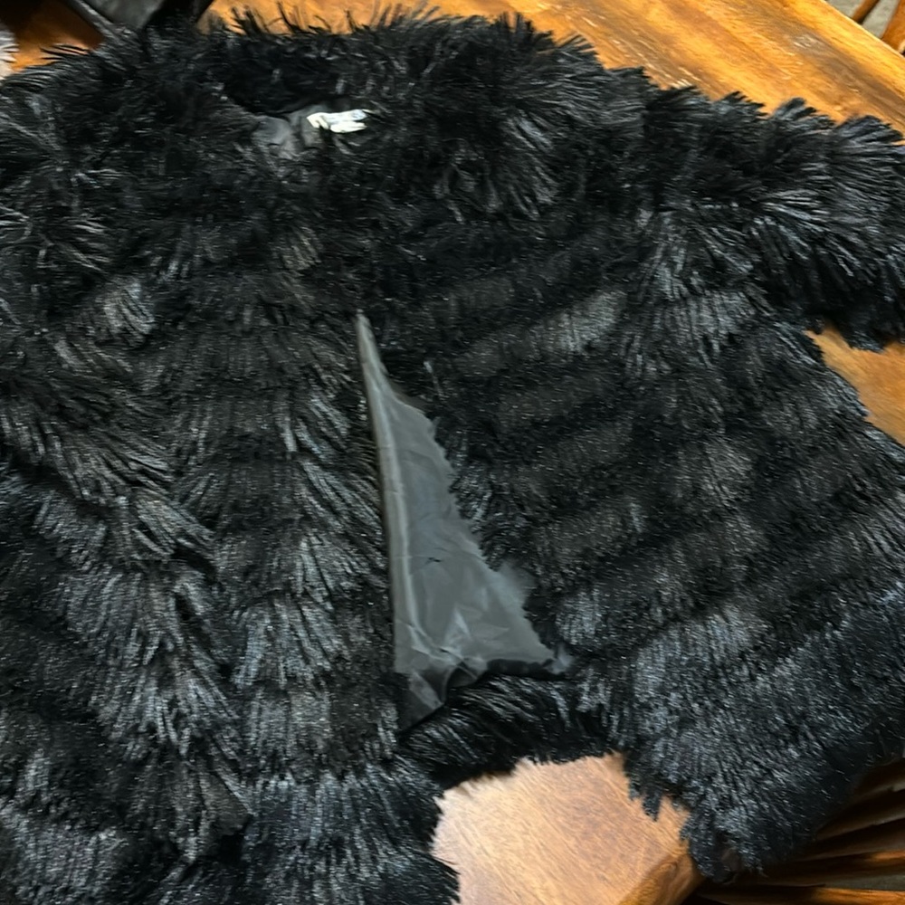 Jacket She + Sky Black Faux Fur Boutique Small
